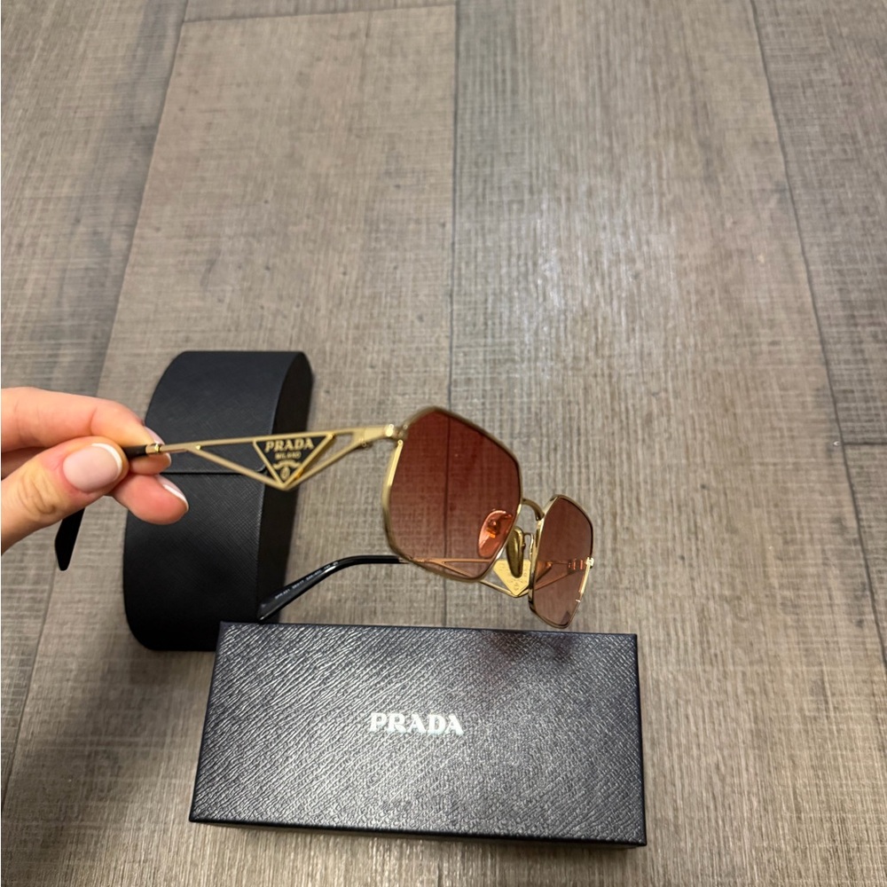 Prada Rectangular Triangle Logo Sunglasses - image 4